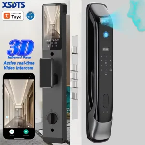 DF03XF WiFi Smart Lock with 9-Language Voice Intercom Fingerprint and Face Recognition for Aluminum and Steel Doors