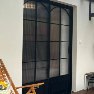 Decorative Frosted Glass Aluminum Sliding Door with Pattern Design for Bathroom Privacy