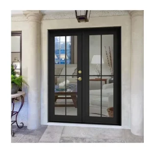 Decorative Glass French Swing Door with Soundproof Aluminum Frame