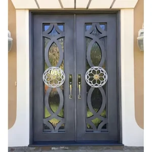 Decorative Iron Gate with Intricate Metalwork for Villa Courtyard and Main Entrance