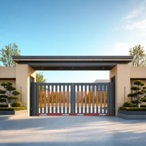 Decorative Pattern Aluminum Alloy Automatic Electric Windproof Suspension Folding Villa Courtyard Gate