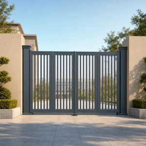 Decorative Pattern Aluminum Alloy Electric Windproof Suspension Folding Courtyard Gate