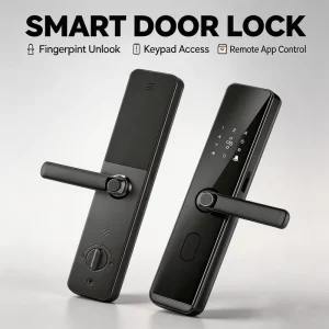 Digital Electronic Smart Door Lock for Wood and Steel Doors with Password, Memory Card Storage, and WiFi Network Access