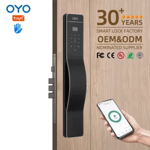 Digital NFC Biometric 3D Face Recognition Black Splash-Proof Resort Smart Door Lock Electronic Display Door Bell Camera