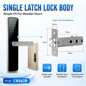 Digital Smart Door Lock with Passcode Keypad Handle for Wood Doors, Single Latch