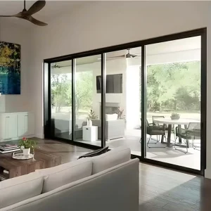 Direct Sales Sliding Swing Door Sound Insulation Double Glazing Tempered Glass Narrow Edge Titanium Aluminum Alloy