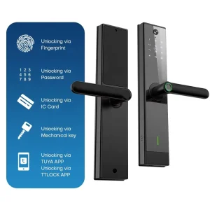 Door with Phone-Controlled Smart Lock and Camera Electronic Lock for Home