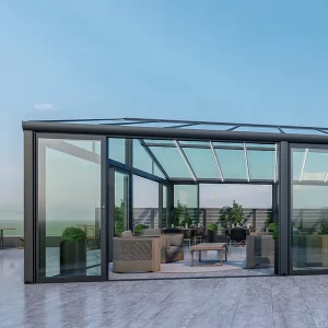 Double Glass Sliding Door for Courtyard Villa House with Aluminum Alloy Frame and Fiberglass Screen Netting