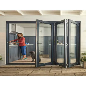 Double Glazed Aluminum Accordion Patio Door Bifold Exterior Glass Folding Doors