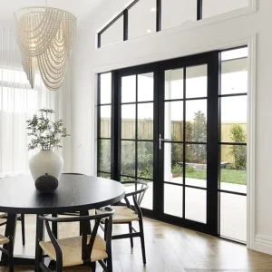 Double Glazed Double Swing Doors with Low-e Glass and Grill Design Door for Houses Interior Hinged Door