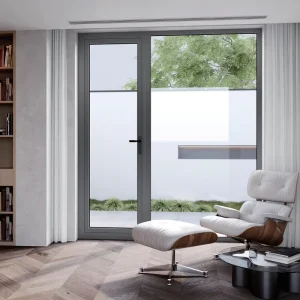 Double-Glazed Tempered Glass Aluminum Alloy Casement Doors with Louvers, Inward/Outward or Awning Opening