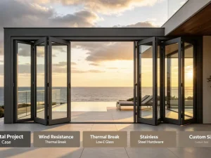 Double-Layer Tempered Glass Aluminum Frame Sliding Door for Indoor Outdoor Balcony, Narrow Ultra-Thin Exposed Platform
