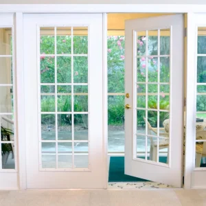 Double Leaf Exterior French Aluminum Alloy Laminated Tempered Glass Waterproof Soundproof Thermal Break Energy