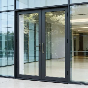 Double-Leaf Soundproof Tempered Glass Swing Doors with Aluminum Frame, Sliding Entry for Interior, Garden, Dining, or Supermarket Use
