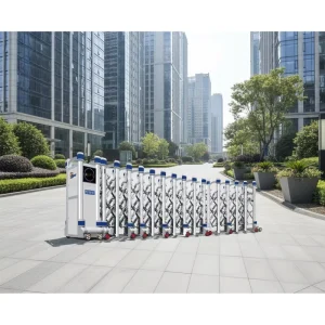 Double Stainless Steel Automatic Retractable Electric Security Gate for Industrial, Gym, Outdoor, Hotel, and Mall Use