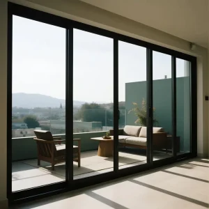 Double Tempered Glass Noiseless Sliding Doors System Exterior Interior Balcony Patio Glass Aluminum Door
