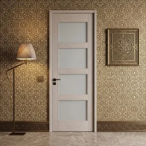 Durable Modern WPC Bathroom Door Frosted Glass Insert Waterproof Anti termite Moistureproof Finished for Villa Farmhouse Use