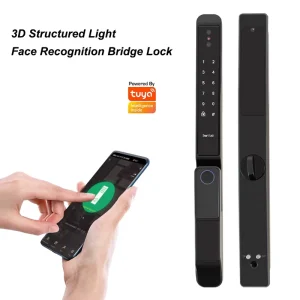 EY-702 WiFi Smart Lock Waterproof Bridge-Cut 304 Stainless Steel Fingerprint Face Recognition Sensor Glass Door App