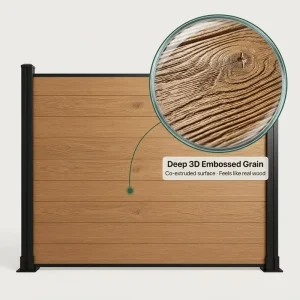 Easily Assembled Wood Plastic Composite Fence Hollow Wood Grain Durable Rot Proof 6×8 Ft Residential Factory Direct CE Certified
