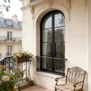 Easy Installation Frosted Tempered Glass Balcony Glass Iron Door Soundproof Steel Swing Door