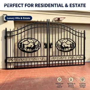 Eco Friendly Anti Rust Iron Entry Gate Custom Different Sizes Hot Dipped Galvanized Anti UV Durable Powder Coated Modern