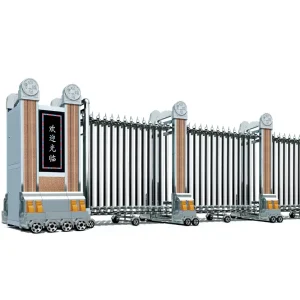 Electric Automatic Collapsible Retractable Gate, Stainless Steel and Aluminum Alloy, for Campuses and Companies
