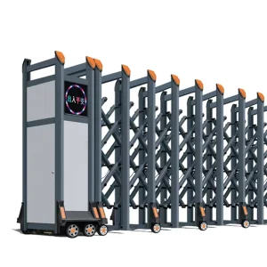 Electric Automatic Retractable Telescopic Gate, Aluminum Alloy and Stainless Steel, for Apartments, Industrial Sites, and Hotels