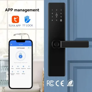 Electric Brass Smart Door Lock with Password, Fingerprint and Remote Control for Wood Doors