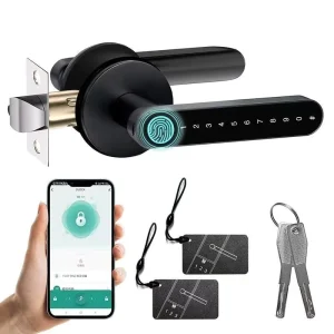 Electric Digital Fingerprint Smart Door Lock for App, Key, and Password Entry Biometric Security Lock