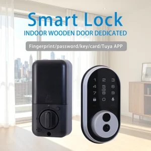 Electric Digital WiFi Smart Lock Fingerprint Deadbolt Aluminum Wood Keyless Password App Control Memory Card