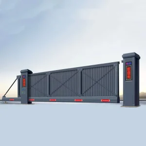 Electric Retractable Double Door Sliding Gate Aluminum Alloy Iron Outdoor Gate