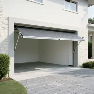 Electric Retractable Tilt-Up Garage Door, Up-and-Over, Aluminum Alloy with Glass and Acrylic Panels