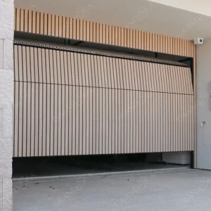 Electric Sectional Wood-Look Batten Overhead Garage Door