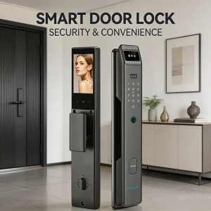 Electronic Smart Door Lock with Camera, 3D Face Unlock, Fingerprint, Remote Control, Aluminum Construction and Cloud Memory Card