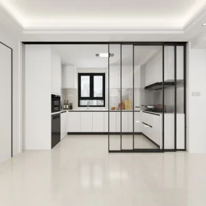 Elegant Three-Fold Linked Glass Sliding Doors for Interior for Open-Concept Living Spaces Hotels & Apartments