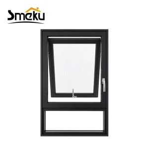 Energy Saving Aluminum Awning Window Double Glazed Top Hung Outward Opening Window for Apartment Projects