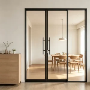 Energy-Saving Custom Modern Interior Steel Tempered Glass Door