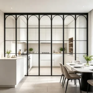 Energy Saving Soundproof Simple Black Frame Metal Glass Door Tempered Glass Door for Daily Household Renovation