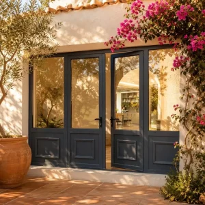 Energy Saving UPVC Double Exterior Door Waterproof Anti aging Patio Outdoor Entrance Door