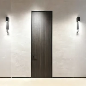 Euro Style Burglar-Resistant Interior Aluminum-Frame Wood-Veneer Swing Door Manufacturer Custom Size for Villa