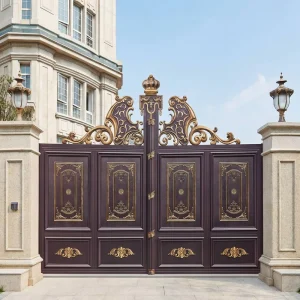 European Carved Pattern Aluminum Courtyard Gate for Villa Entrance