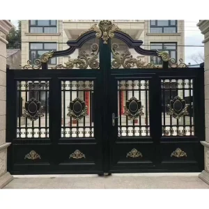 European Design Aluminum Swing Main Gate Front Entry Door for Villa Courtyard Powder Coated Automatic