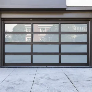 European Double 7 x 8 Clear Acrylic Insulated-Glass Sectional Automatic Garage Door