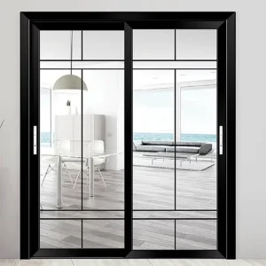 European Standard Thermal Break Aluminum Sliding Door Double Glazed Black Frame Soundproof Glass Door for Villa Balcony