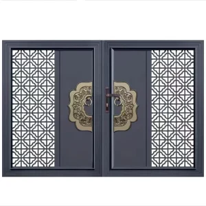 European-Style Aluminum Art Villa Courtyard Double Swing and Sliding Gate for Rural Houses