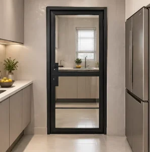 European Style Black Steel Frame Tempered Glass Interior Door for Modern Home