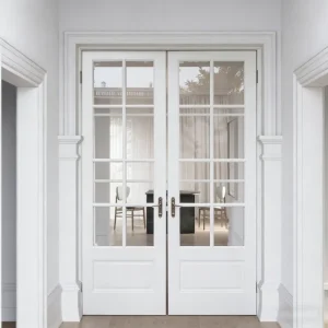 European Style Glass Swing French Door with Grill Design for Interior or Exterior Use