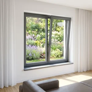 European Style Two-Opening Tilt and Turn Casement Window Thermal Break Aluminum Louvre Window for Balcony