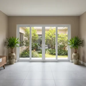 European Waterproof PVC Sliding Door with Swing Glass and Accordion Design for Living Room & Kitchen Interior