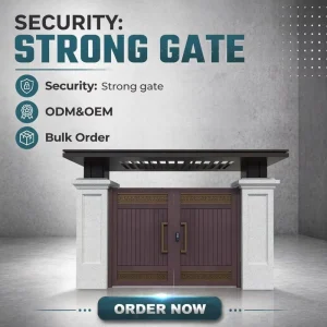 European-style Automatic Swing Aluminum Alloy Double-Wing Courtyard Gate with Anti-Theft Feature for Villa Garden Yard